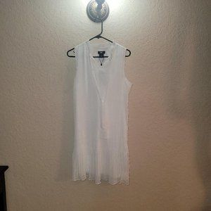 DKNY Women's Sleeveless White Tie Neck Pleated Dress